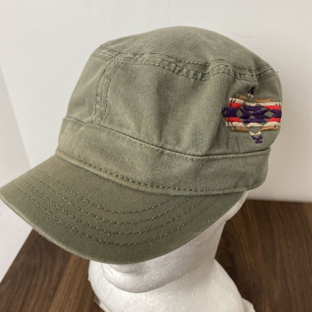 Forever 21 Green Military Army Painters Hat Cap Southwest Embroidered OSFM